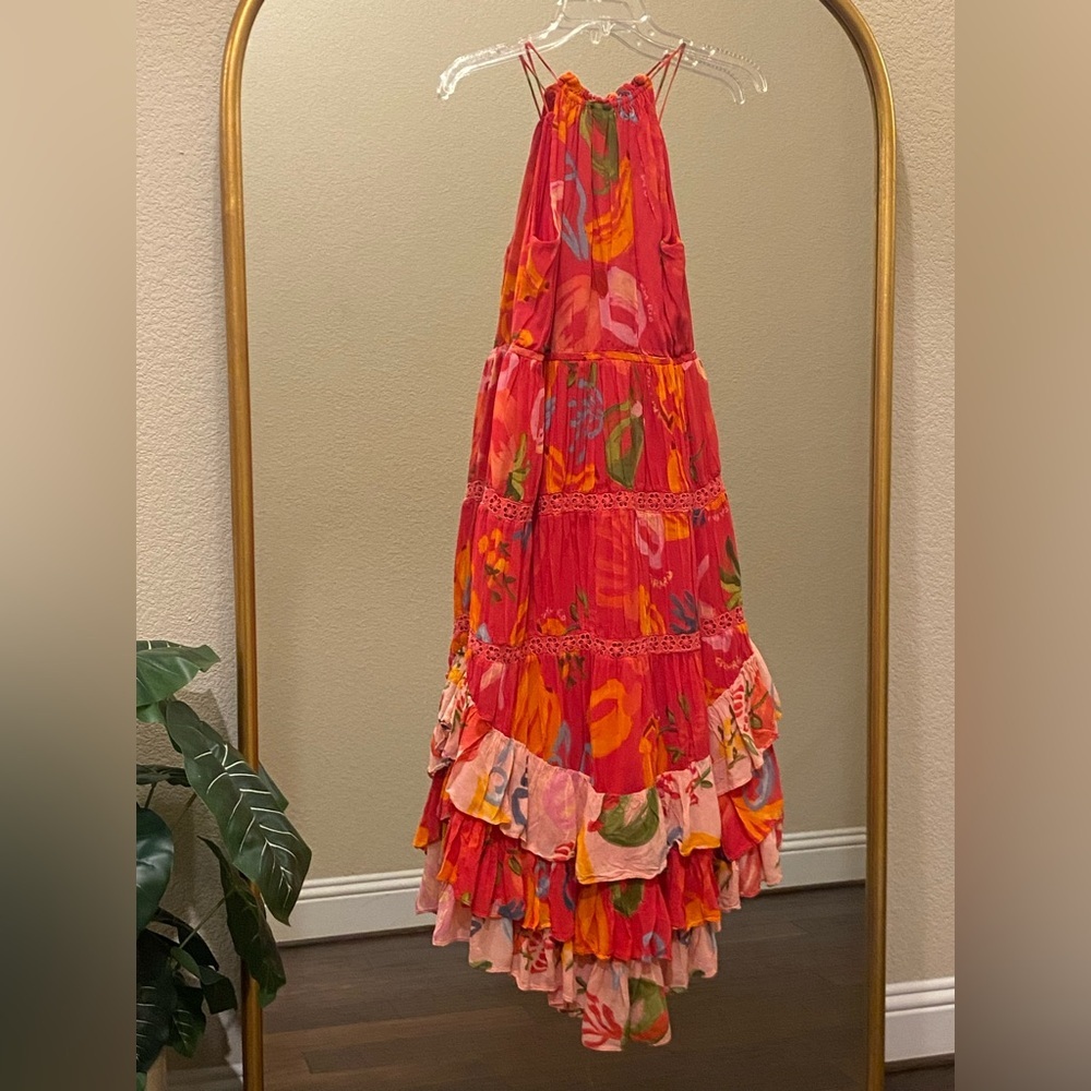 FARM Rio Red Multi-Color Tiered Midi Dress - Picture 9 of 12